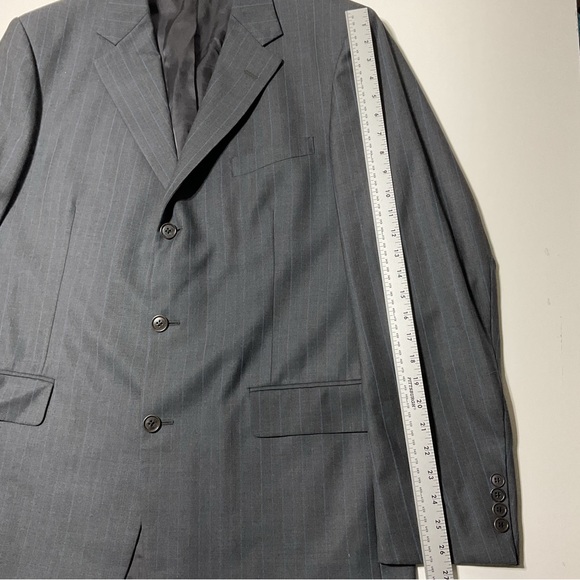 Brooks Brothers Madison Fit 1818 Wool 3 Button Suit Gray / Blue Pinstripe 43 L - Picture 9 of 14